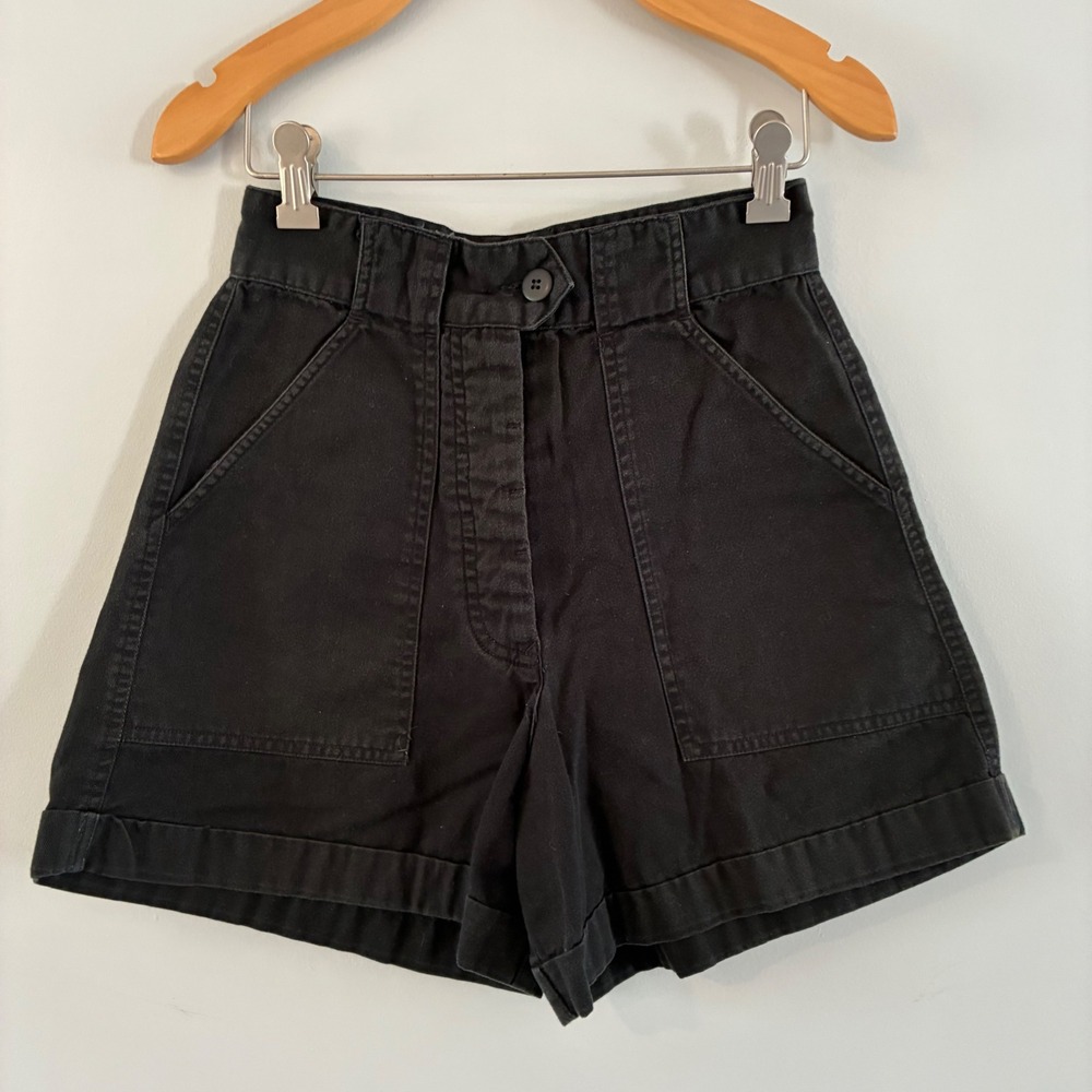 Prides Landing Shorts 6 Black High Waisted Utility Cotton Cuffed Safari Gorp
